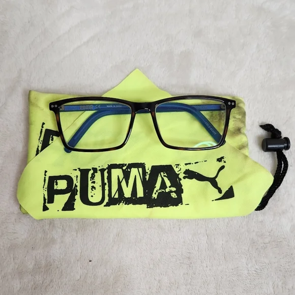 Puma Brown and Blue Men's Prescription Eyeglass Frames with Carrying Cases - Picture 3 of 16